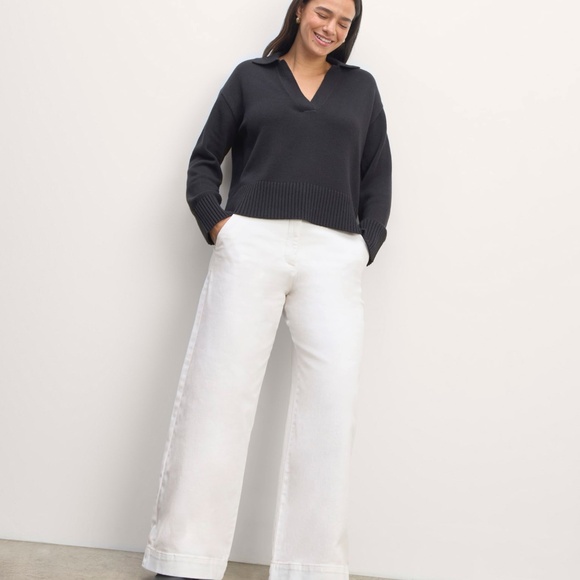 Everlane Women's Phoebe Trouser in White, Size 12, Cotton - Picture 1 of 4